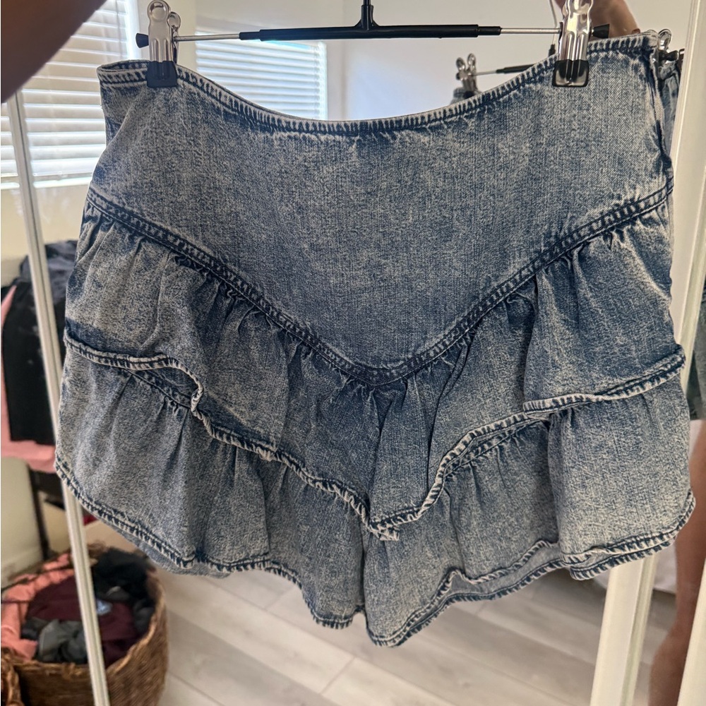 MOTHER Blue Ruffled Mini Skirt - Picture 3 of 3